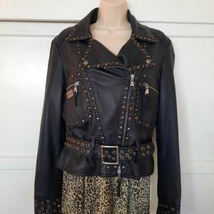 Studded Genuine Leather Moto Jacket